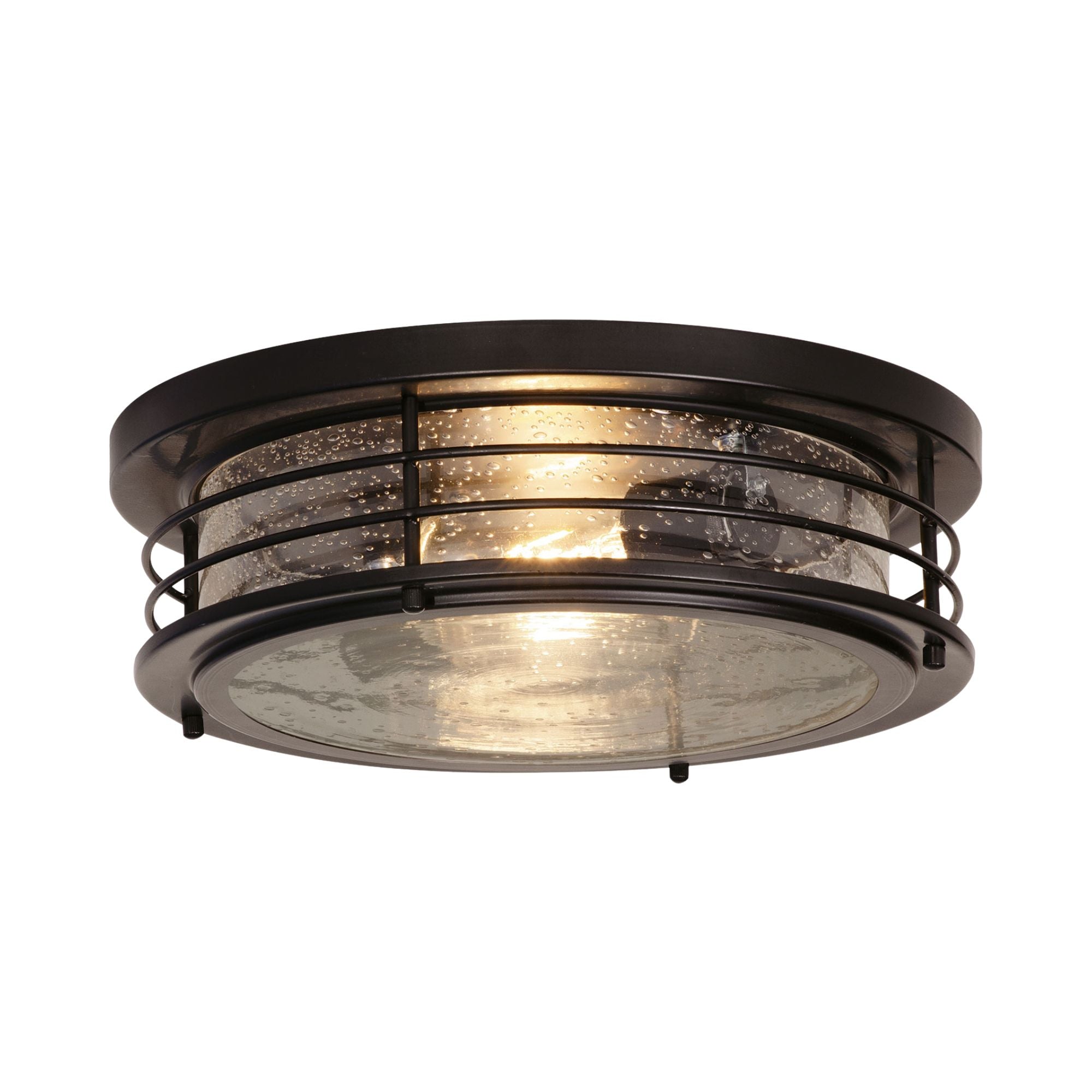 Archer 13-Inch 2-Light Flush Mount Ceiling Light Fixture - Matte Black Finish for Bedroom, Hallway & Kitchen Lighting