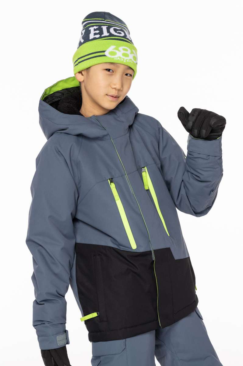 686 Junior Geo Insulated Jacket for Boys & Girls - Waterproof Winter Coat with Warm Fleece Lining 2023 - Perfect for Snowboarding, Skiing & Outdoor Winter Activities