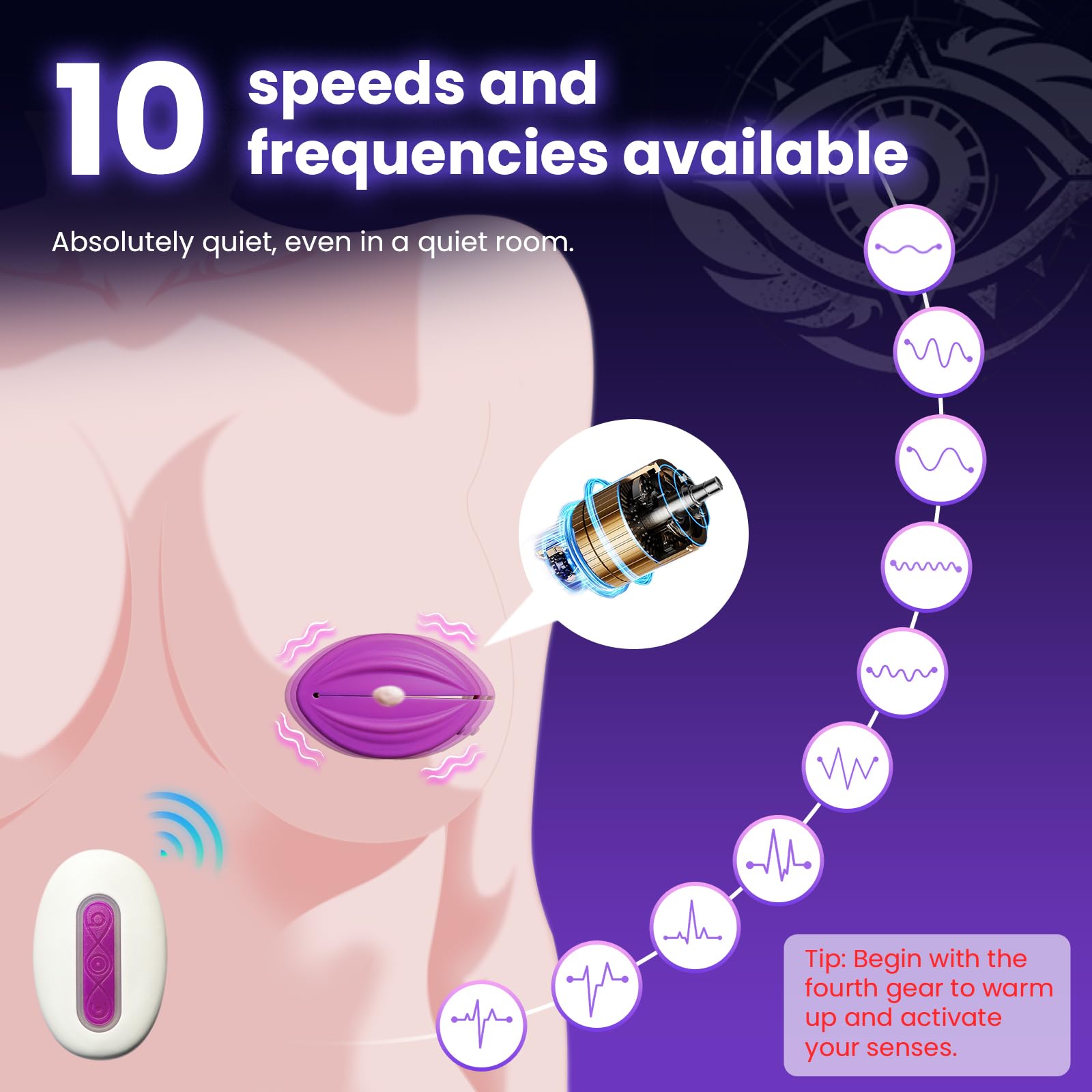 Remote Control Vibrating Nipple Clamps - 10 Powerful Vibration Modes, Lightweight BDSM Toys for Couples & Adults, Sensual Pleasure Wearable Sex Toy for Women | Perfect for Spicing Up Bedroom Play, BDSM Scenes & Intimate Couples Games