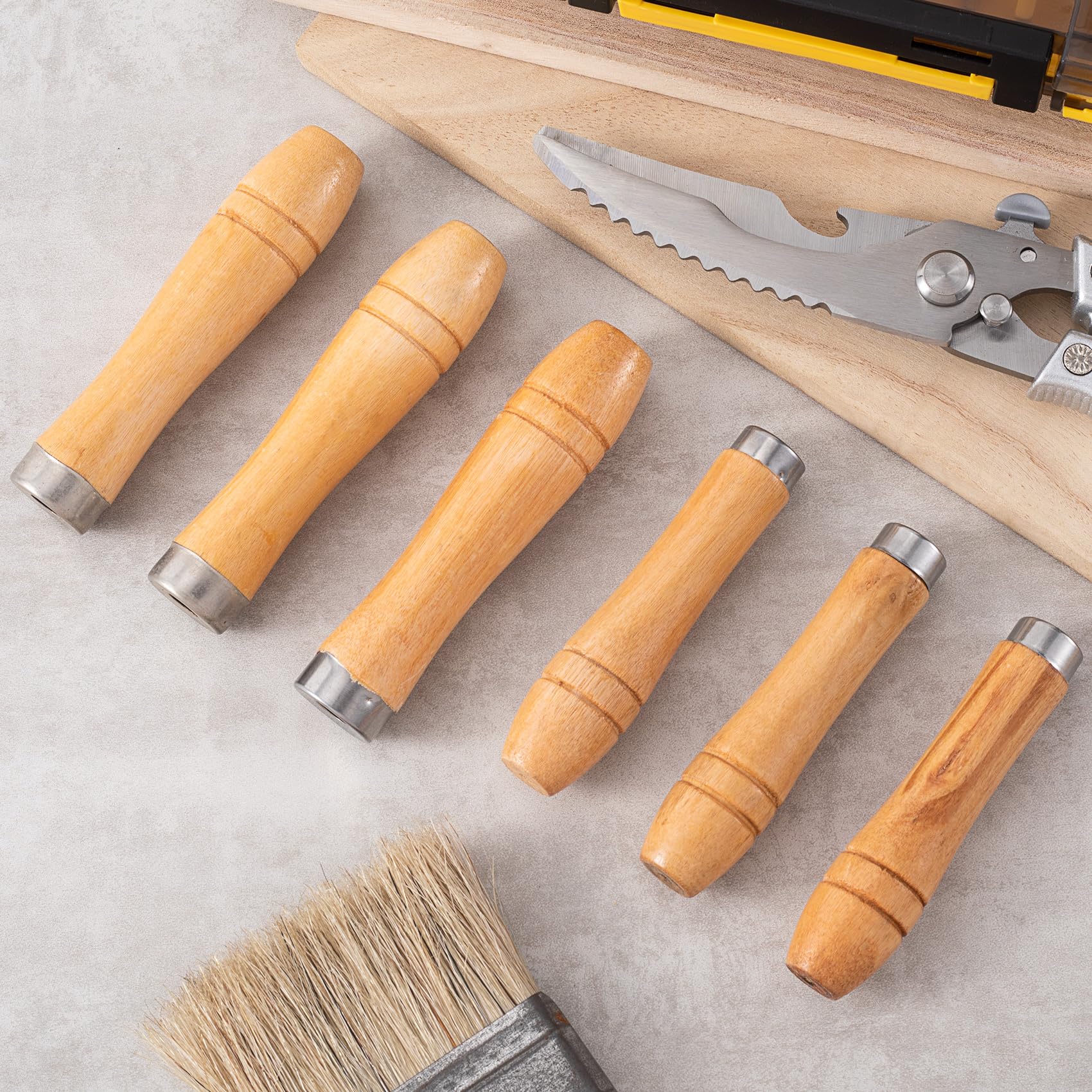 10-Piece Wooden File Handle Set with Heavy-Duty Metal Collars - 5 Medium (6