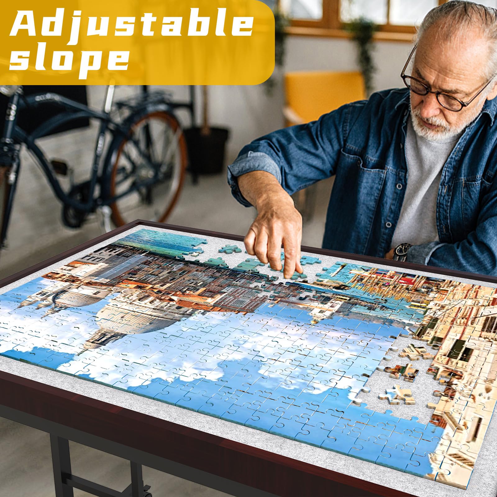 1500-Piece Adjustable Jigsaw Puzzle Table with 5 Angle Positions & Storage Drawers - Premium Puzzle Board for Adults - Perfect for Family Game Nights, Relaxation & Home Decor