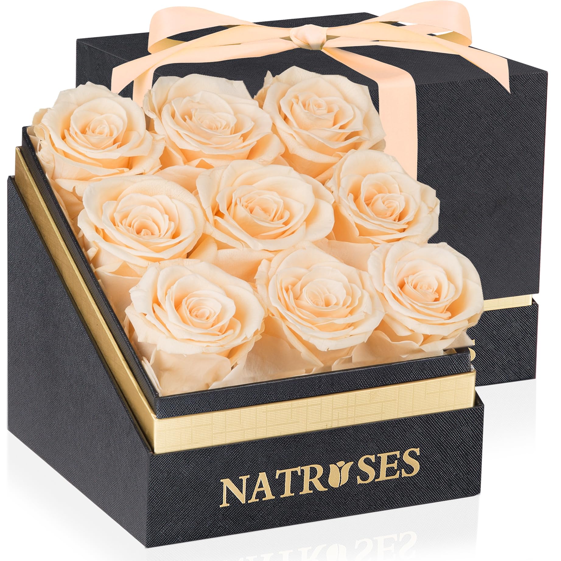 Forever Preserved Roses in a Box - Buttermilk Color Real Roses for Home Decor, Wedding Centerpiece, Anniversary Gift & Romantic Surprise