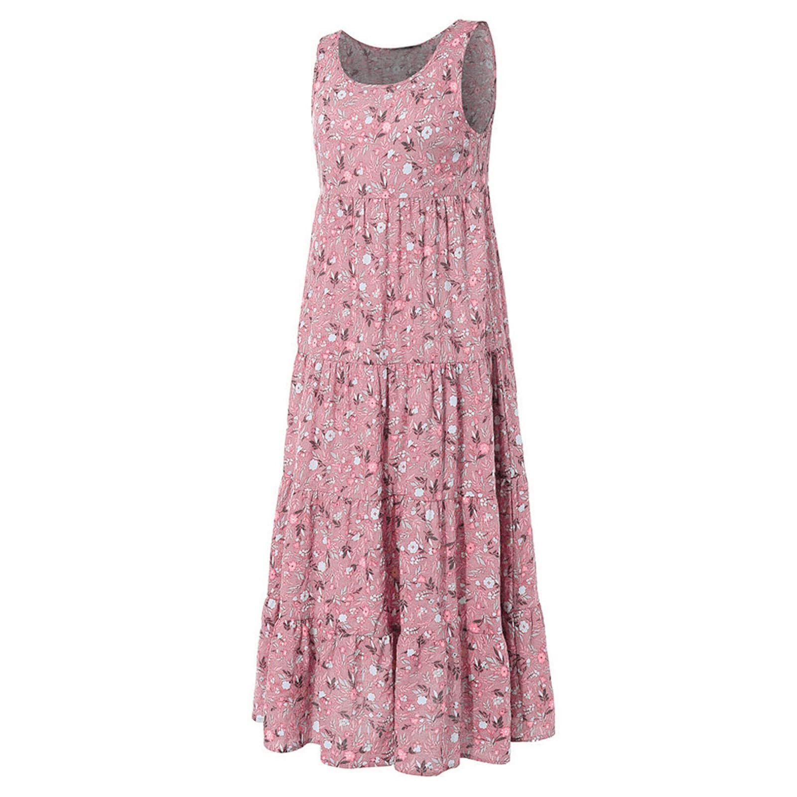 **Women's Plus Size Floral Linen Maxi Dress - Casual Sleeveless Long Dress for Daily Wear, Cocktail Party, Work, Evening Gowns & Holiday Events (UK Size) | Perfect for Summer, Halloween & Christmas**