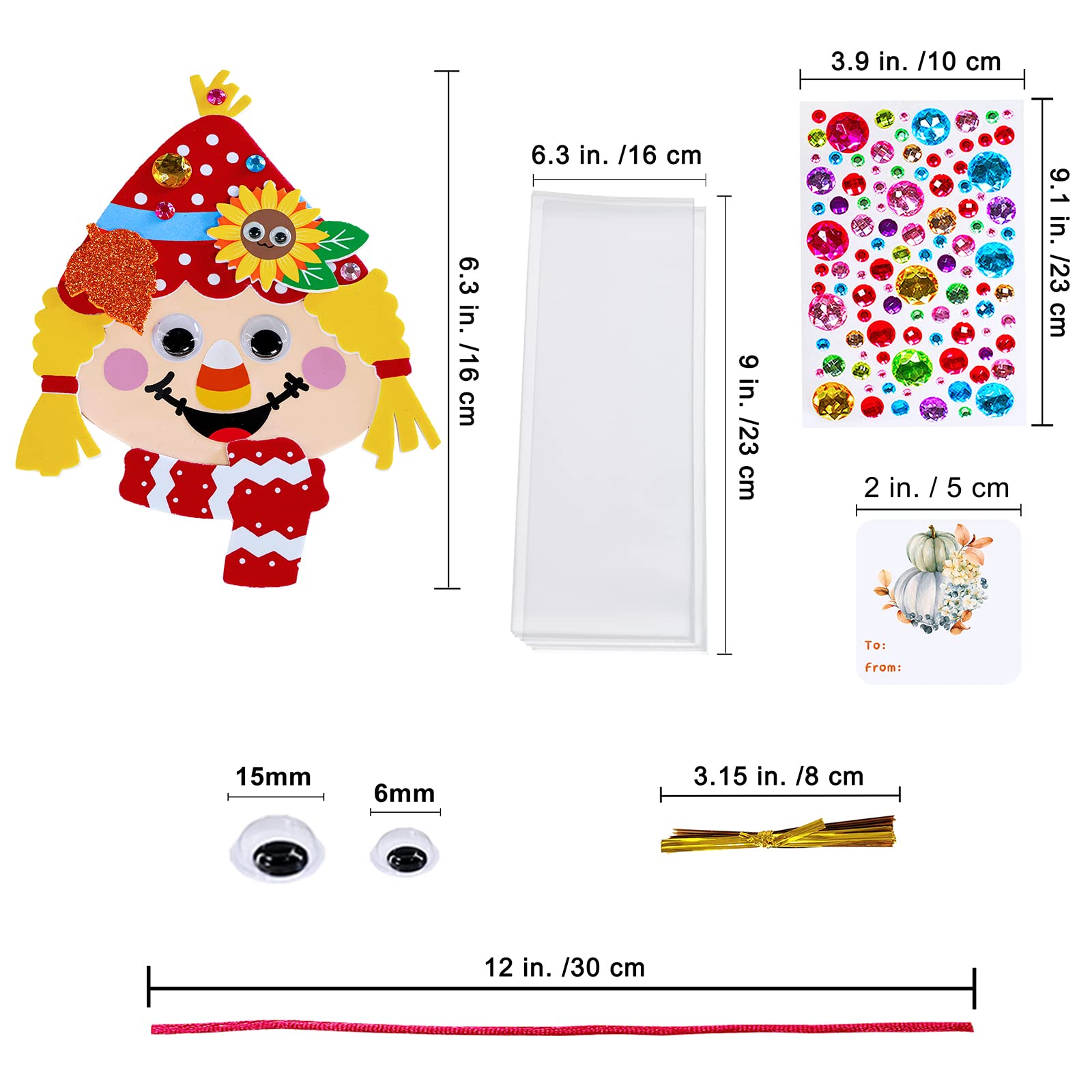 Winlyn 24 Sets Fall Craft Kits - Autumn Scarecrow & Pumpkin Foam Stickers for Kids - DIY Harvest Arts & Crafts for Classroom Activities, Holiday Party Favors - Perfect for Thanksgiving Decor & Seasonal DIY Projects