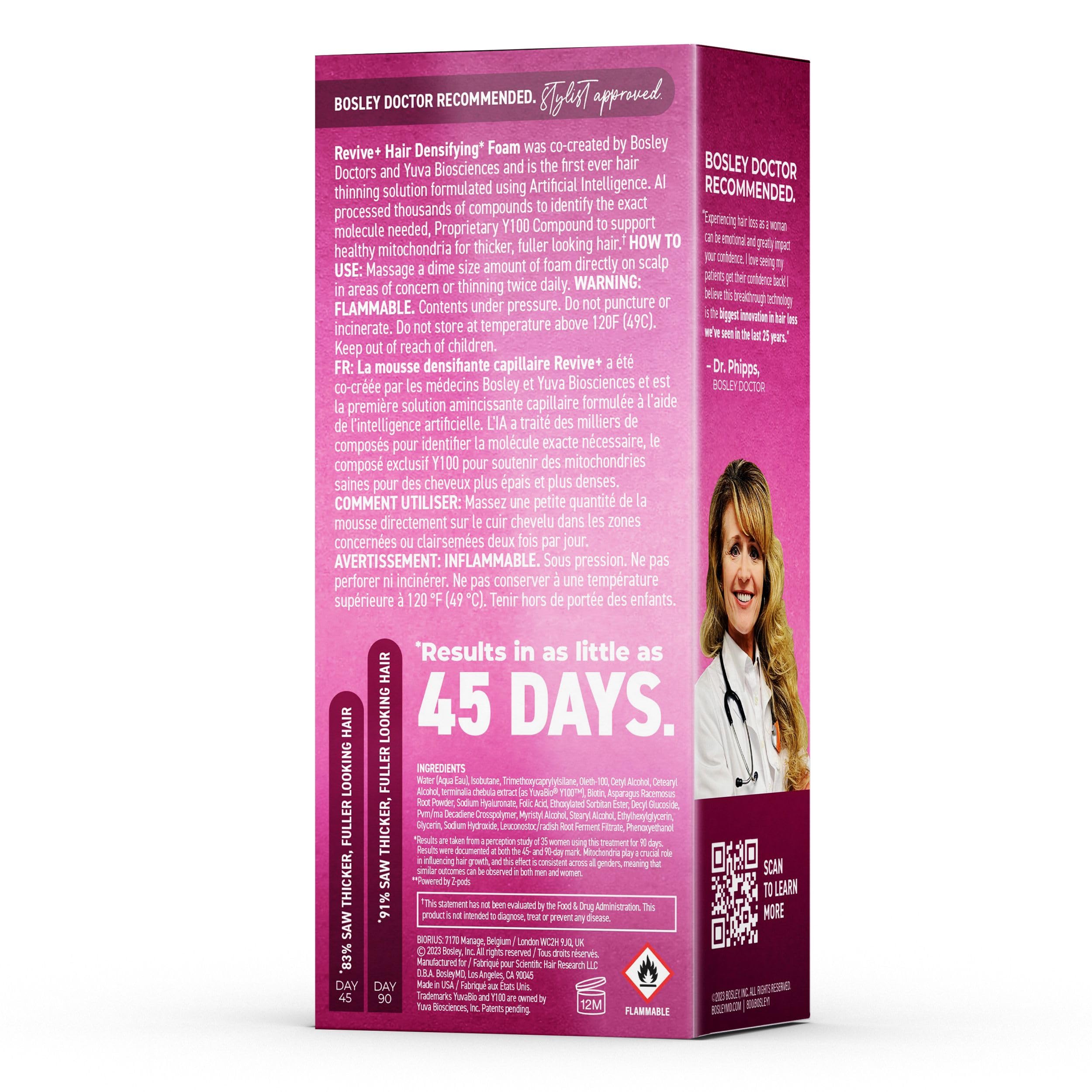 BosleyMD Women's Revive + Densifying Treatment Foam for Thinning Hair - Volumizing & Thickening Hair Styling Foam for Fine or Flat Hair - Perfect for Daily Use & Styling at Home or Salon