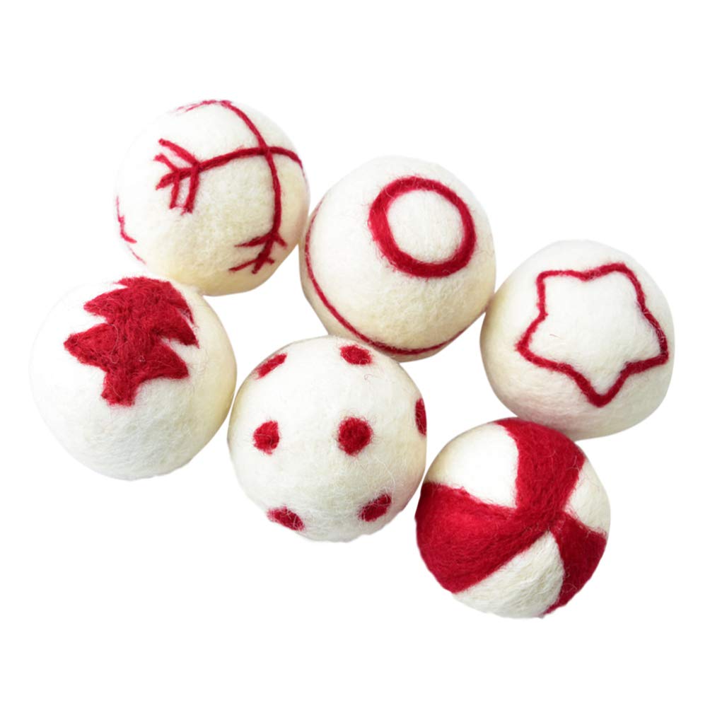 ABOOFAN 6-Piece Christmas Wool Felt Ball Ornaments with Rope - 6cm Handmade Pom Pom Balls for Xmas Tree Decorations, Holiday Party, Wedding & Home Decor - Perfect for Indoor & Outdoor Festive Decor