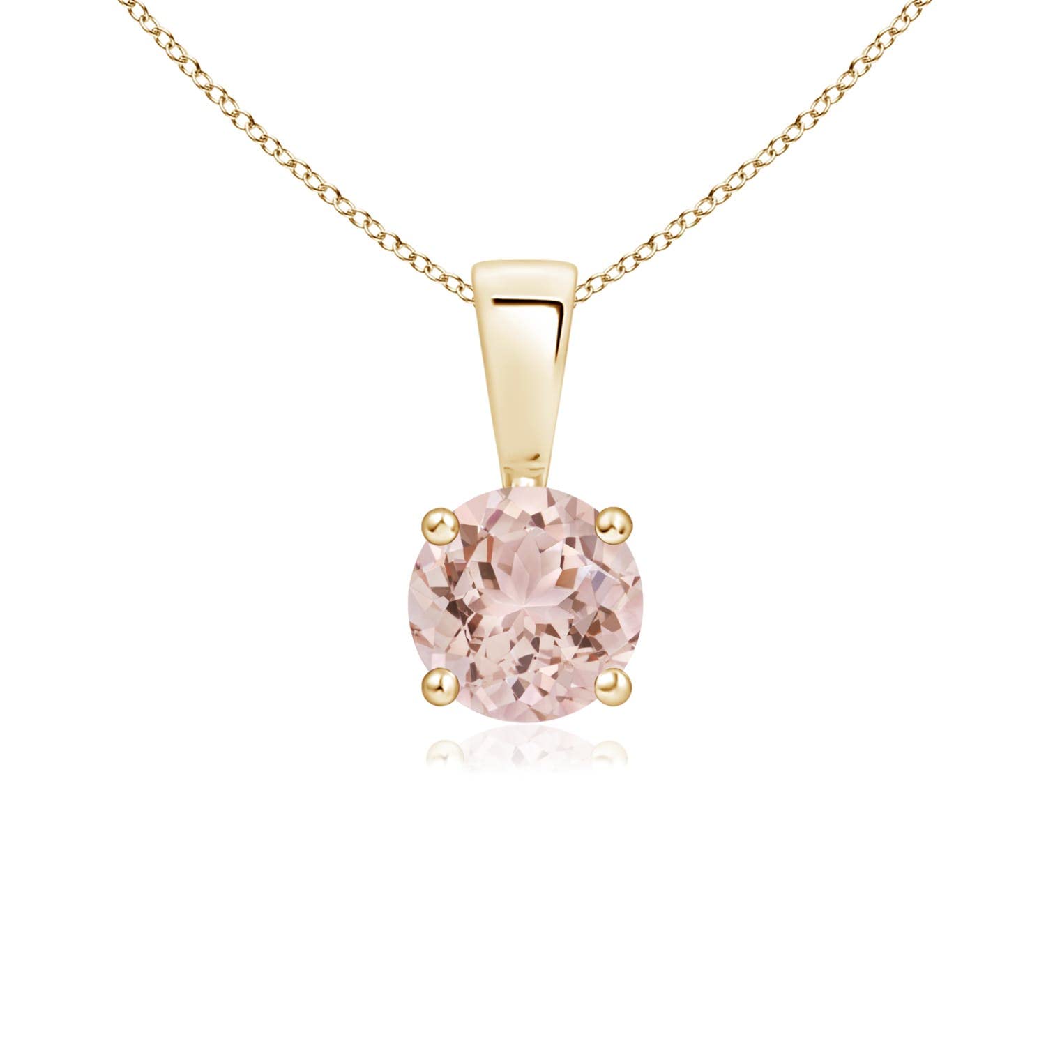 Angara Natural Classic Round Morganite Solitaire Pendant in 14K Solid Gold/Platinum | Elegant Rose Quartz Necklace for Women | Perfect Birthday, Engagement, Anniversary & Wedding Jewelry Gift | Ideal for Romantic Dinners, Special Occasions & Everyday Wear