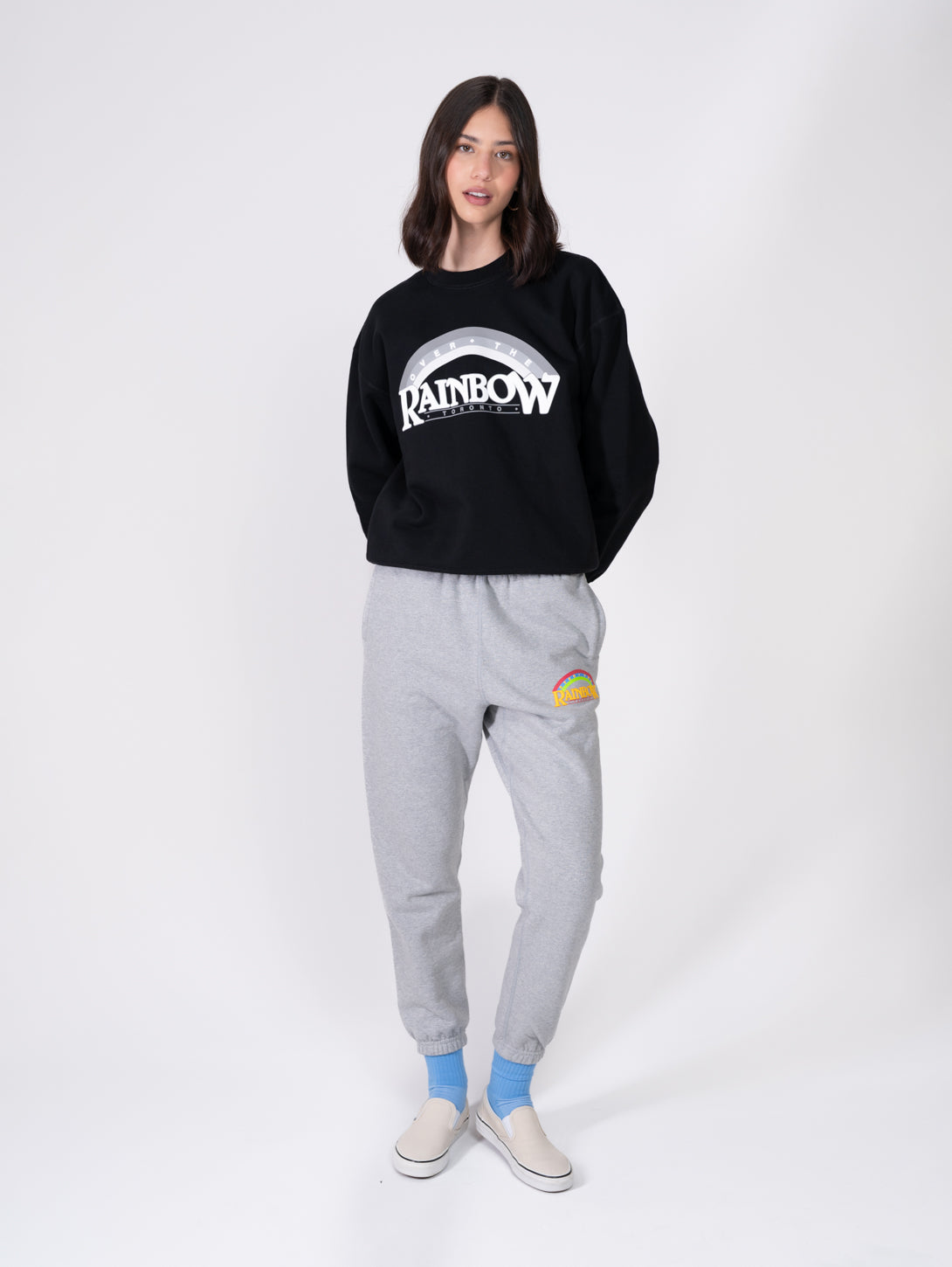 Men's Crew Neck Sweatshirt - Black Monochrome Style for Casual Wear & Lounge Comfort
