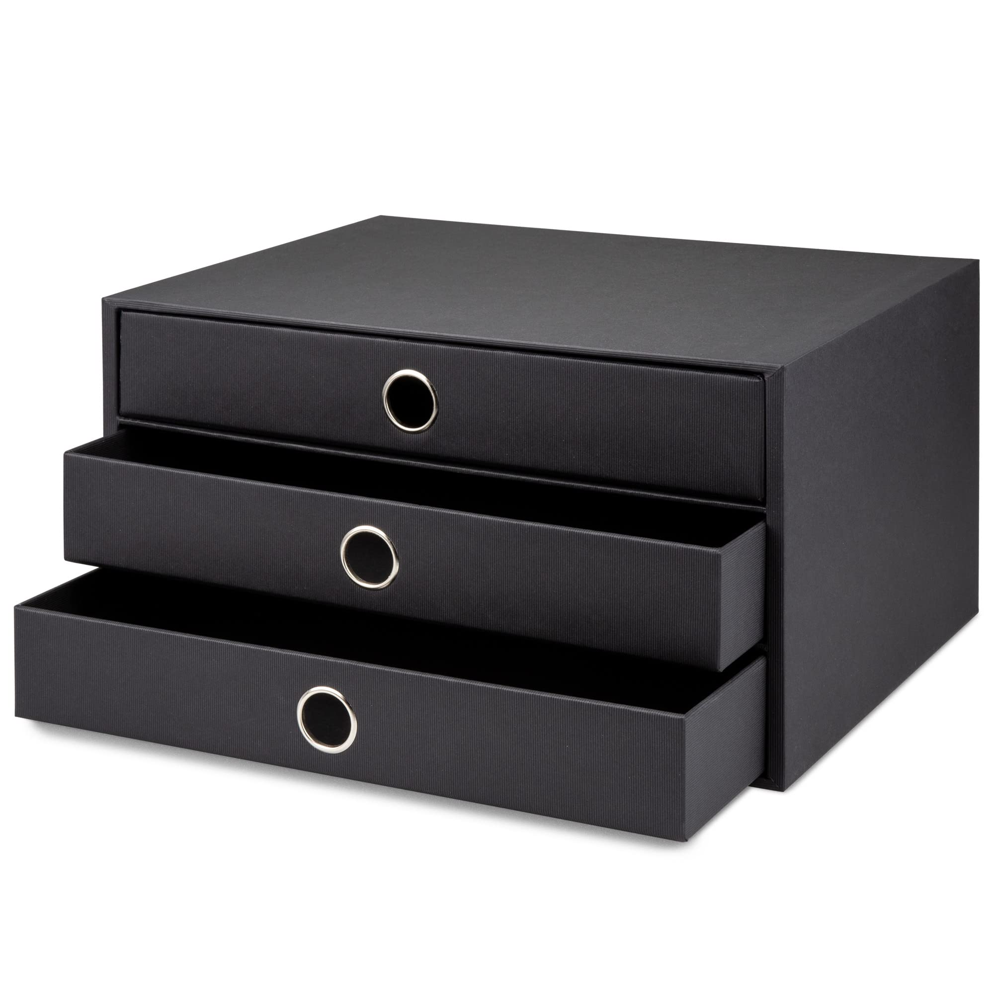 Rössler Soho 3-Drawer A4 File Storage Box - Black | Office Organization & Document Filing Solution for Home & Workspace