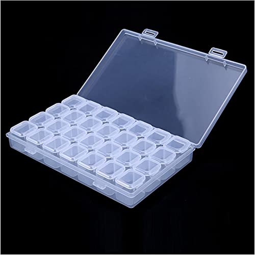 Kiminors 28/64-Piece Diamond Painting Storage Box - Transparent Plastic Organizer with Embroidery Design for Art Supplies, Beads & Craft Tools | Perfect for DIY Projects, Home Organization & Hobby Storage