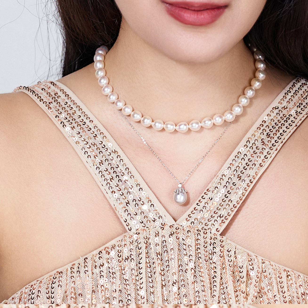 18K Gold Baroque Akoya Pearl Necklace - Elegant Lustrous Jewelry for Women, Perfect for Weddings, Parties & Special Occasions