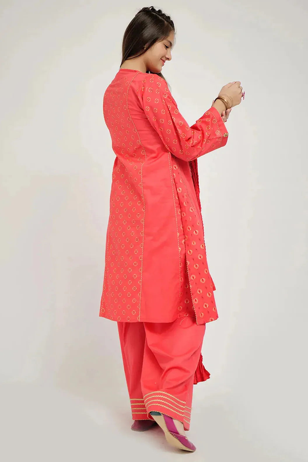 Elegant Cotton Lawn Printed Pink Stitched Suit for Senorita - Perfect for Weddings, Parties & Special Occasions