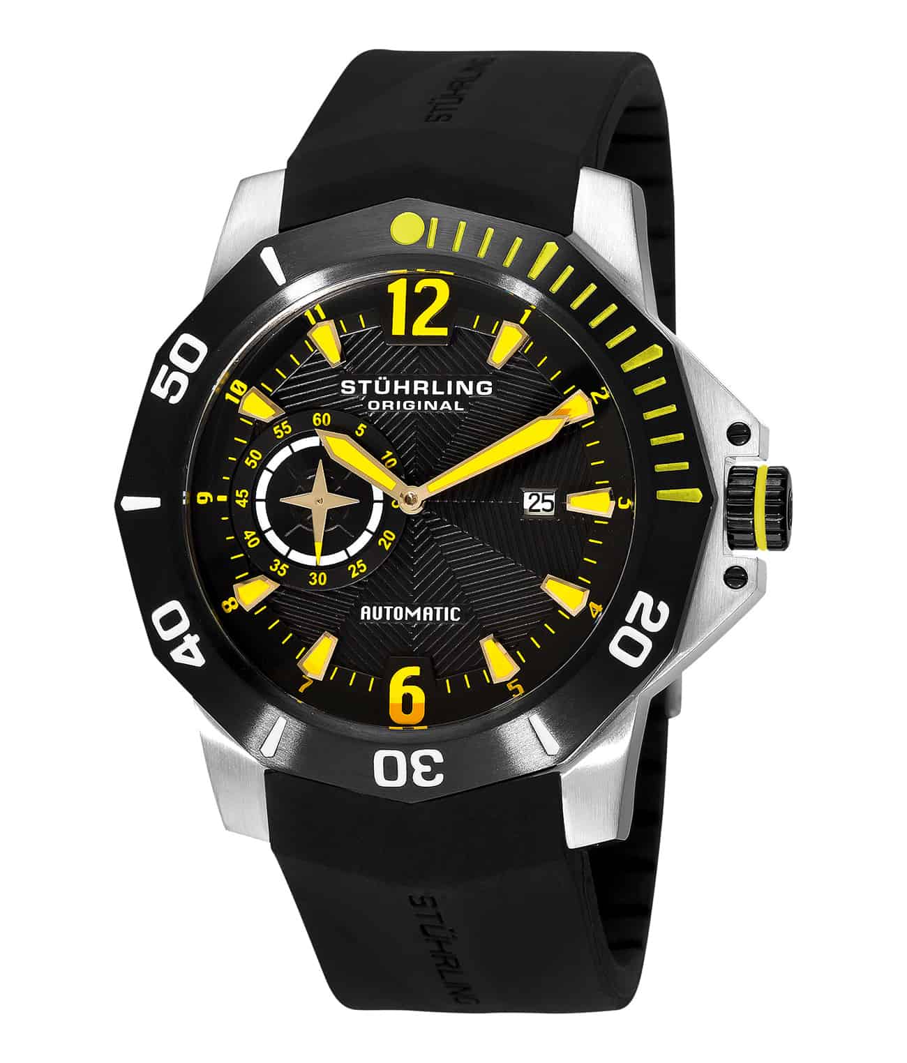 Black Dial / Silver Case / Black Silicone Strap Deployant Buckle