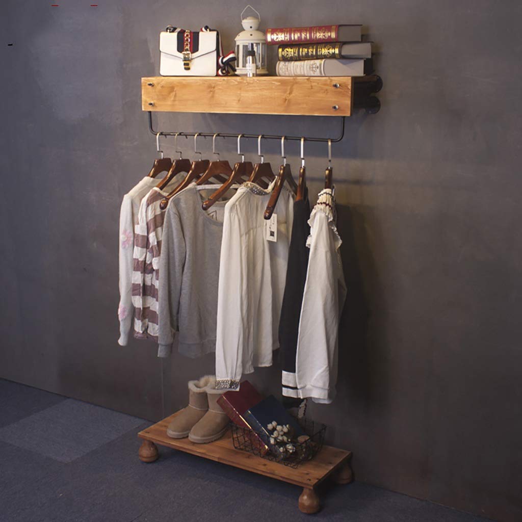 Wooden Clothing Display Shelf - Wall Mounted Closet Organizer with 4 Hanging Rods, Coat Rack for Retail Stores & Boutiques (85cm) - Perfect for Clothing Stores, Boutique Displays & Home Closet Organization