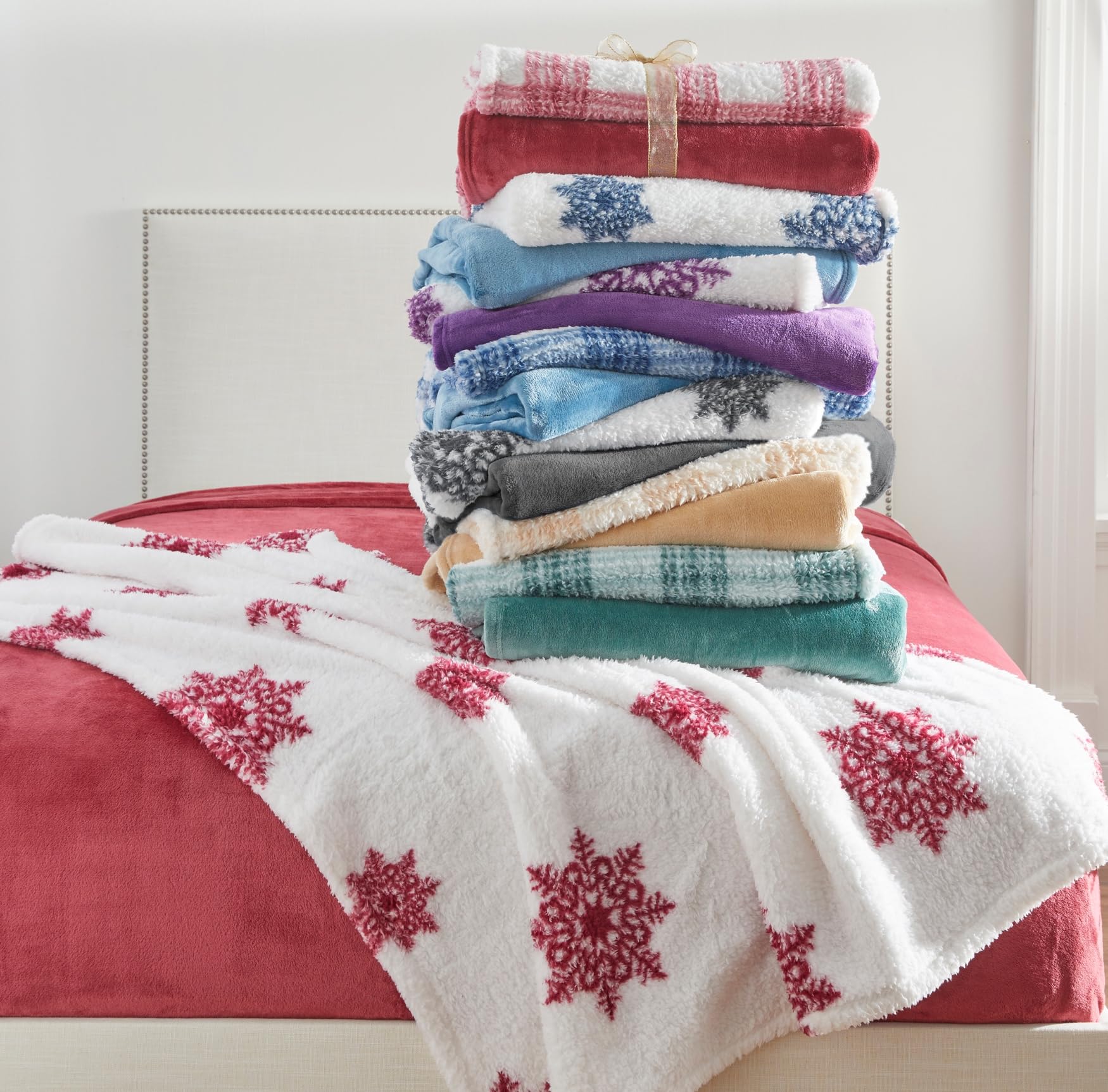 BrylaneHome Soft Fleece Blanket & Free Throw Blanket - King Size, Cozy Blue - Perfect for Bed, Sofa & Winter Nights