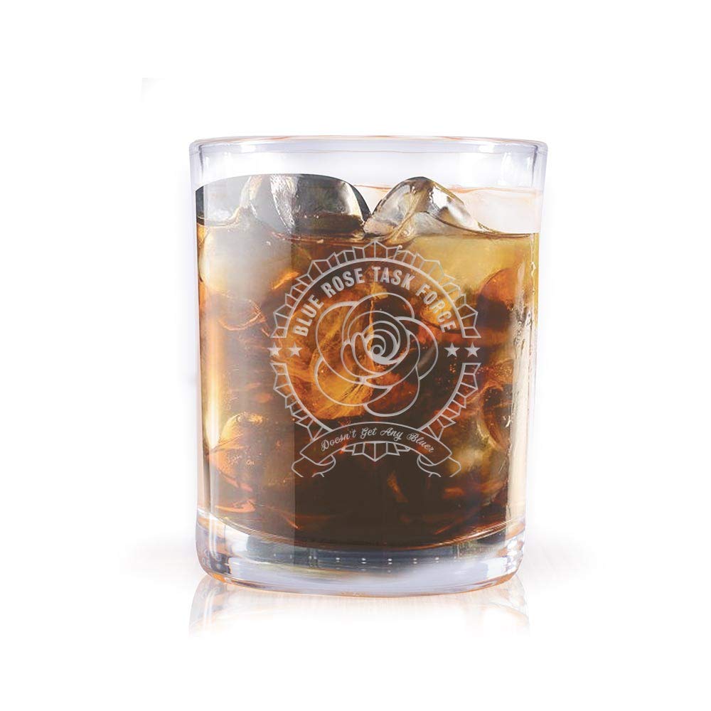 SHOWTIME Twin Peaks Blue Rose Task Force Laser Engraved Whiskey Glass - Perfect for Collectors & TV Show Fans - Great for Bourbon, Scotch & Cocktail Drinking at Home Bar