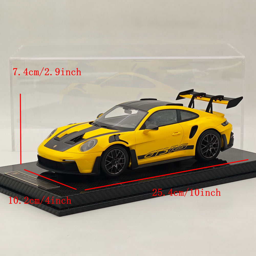 1/18 Scale Porsche 992 GT3 RS Yellow Resin Die-Cast Model Car - High Quality Collectible for Display, Racing Enthusiasts & Gift Giving