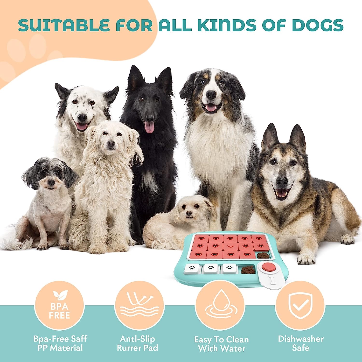 Interactive Dog Puzzle Toy for Mental Stimulation - Squares Design for Treat Dispensing - Perfect for Boredom Relief & Training for Small to Large Dogs