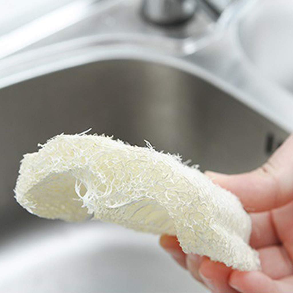 Natural Loofah Sponge for Kitchen - 100% Eco-Friendly Exfoliating Scrubber for Pots, Pans & Bowls | Durable Multi-Use Luffa Brush for Dishwashing & Cleaning | Perfect for Non-Stick Cookware & Delicate Dishes