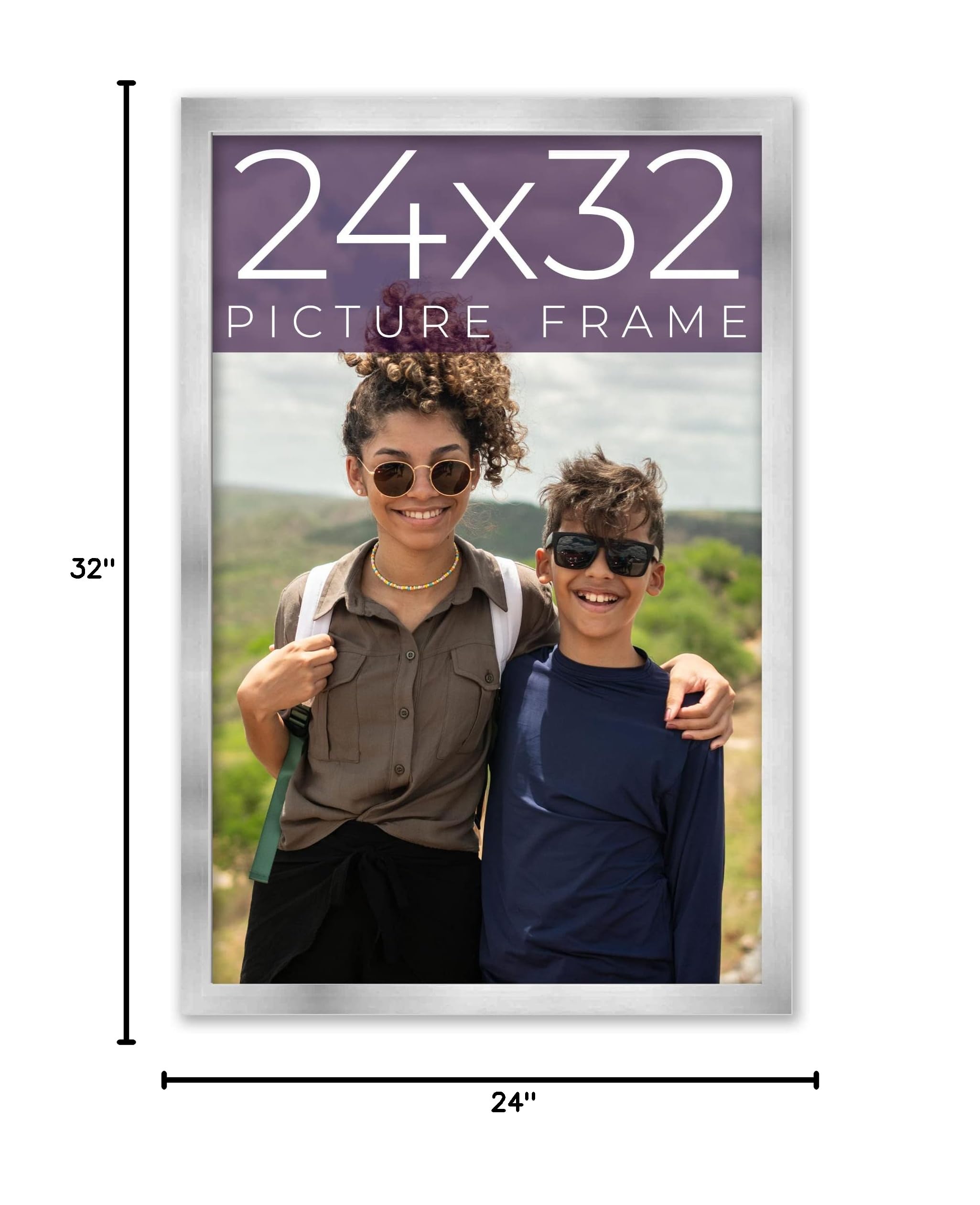 24x32 Inch Silver Real Wood Picture Frame - 0.75