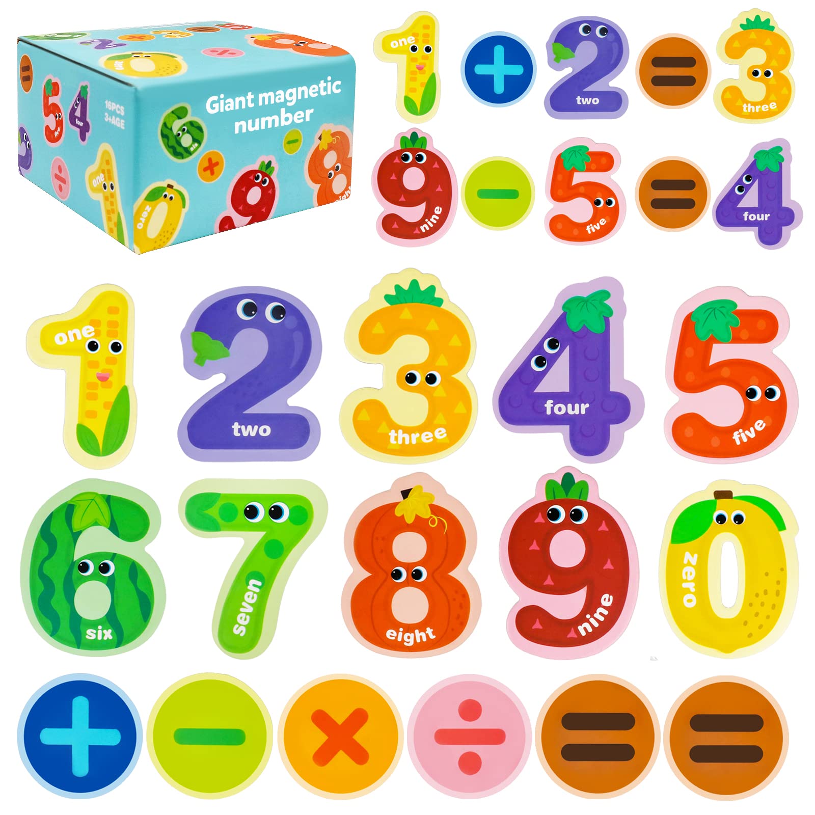 Jumbo Magnetic Numbers - Colorful Fruit Math Learning Toy for Kids 3-5 Years | Fridge Magnets for Preschool Counting & Gifts