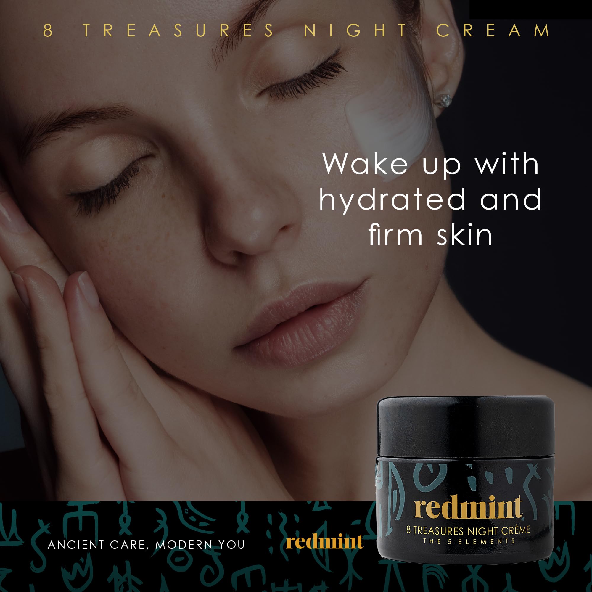 Redmint Night Cream - Hydrating & Reviving Overnight Face Moisturizer with Ancient TCM Wisdom | For Radiant, Healthy-Looking Skin | All Skin Types | 30ml | Perfect for Nighttime Skincare Routine & Anti-Aging Care