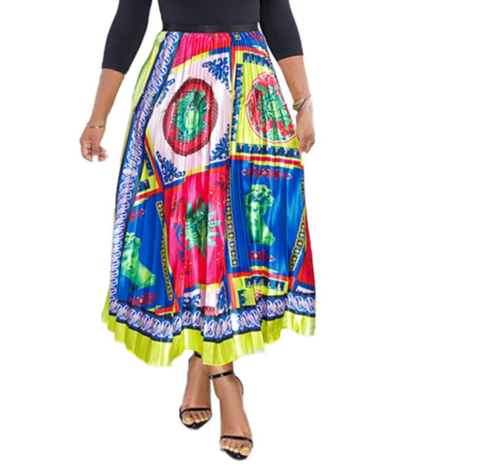 YSJERA Women's Plaid Long Maxi Skirt - Bohemian Chiffon 360 Sunray Pleated Full Skirt for Women | Casual Summer Beach Dress | Perfect for Vacation, Party & Boho Fashion
