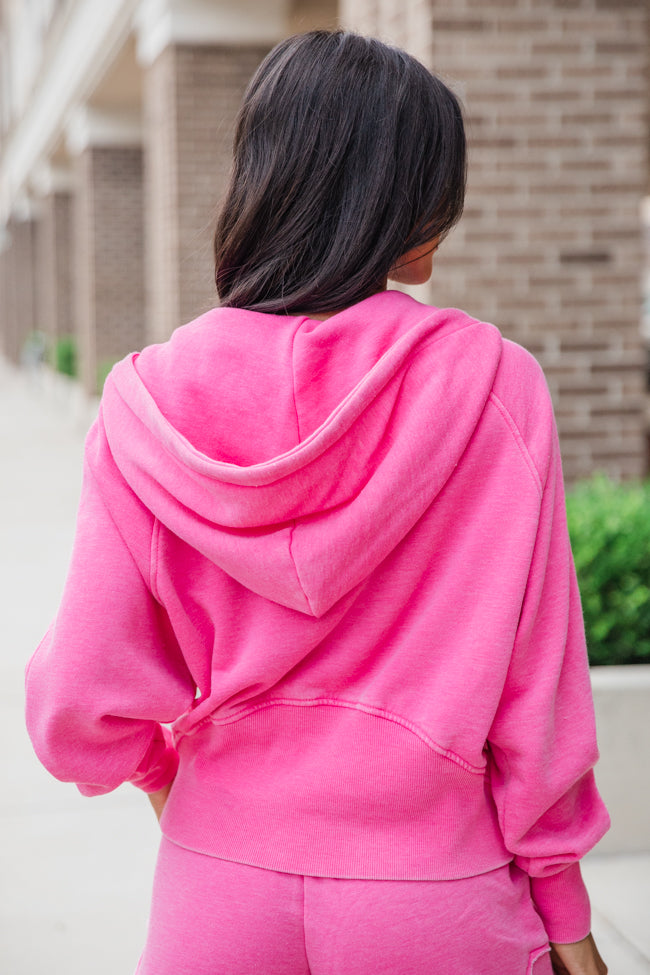 Pink Acid Washed Quarter Zip Pullover - Soft & Stylish Women's Sweatshirt for Casual Wear, Gym & Outdoor Activities | Final Sale