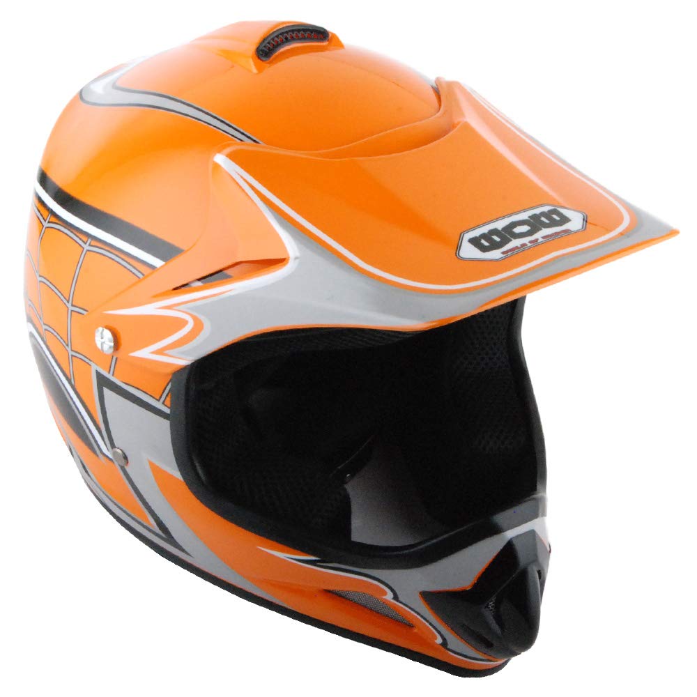 **WOW Youth Motocross Helmet MX BMX Bike Helmet with Spider Web Design - Includes Goggles & Martian Spider Black Gloves (HJOY-W MG Bundle) - Perfect for Kids' Dirt Bike, ATV & Off-Road Riding**