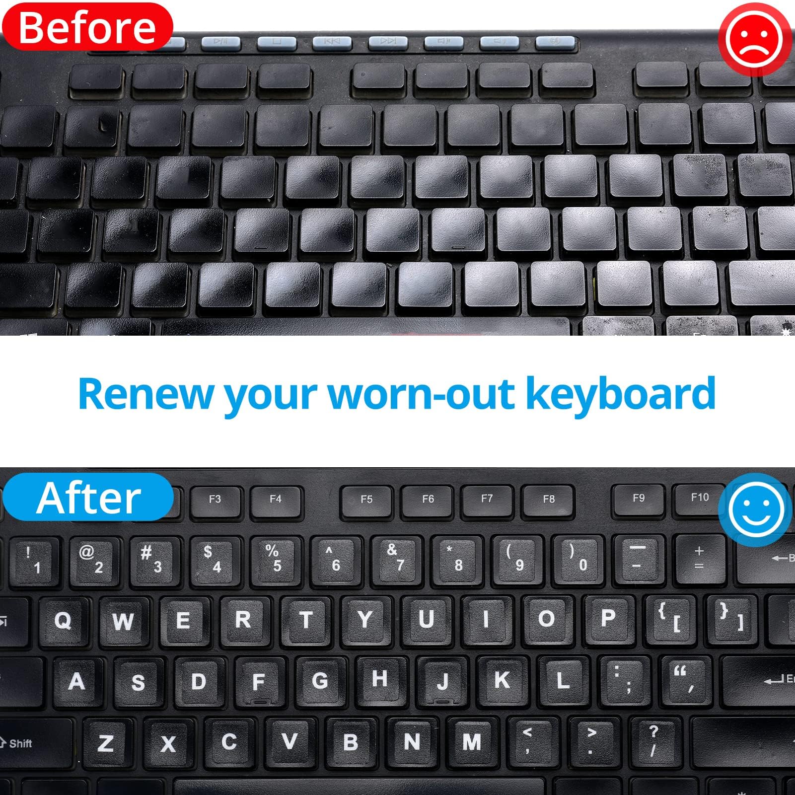 Ukrainian Keyboard Stickers 5-in-1 - White Letters on Black for Laptop & PC - Home & Office Use