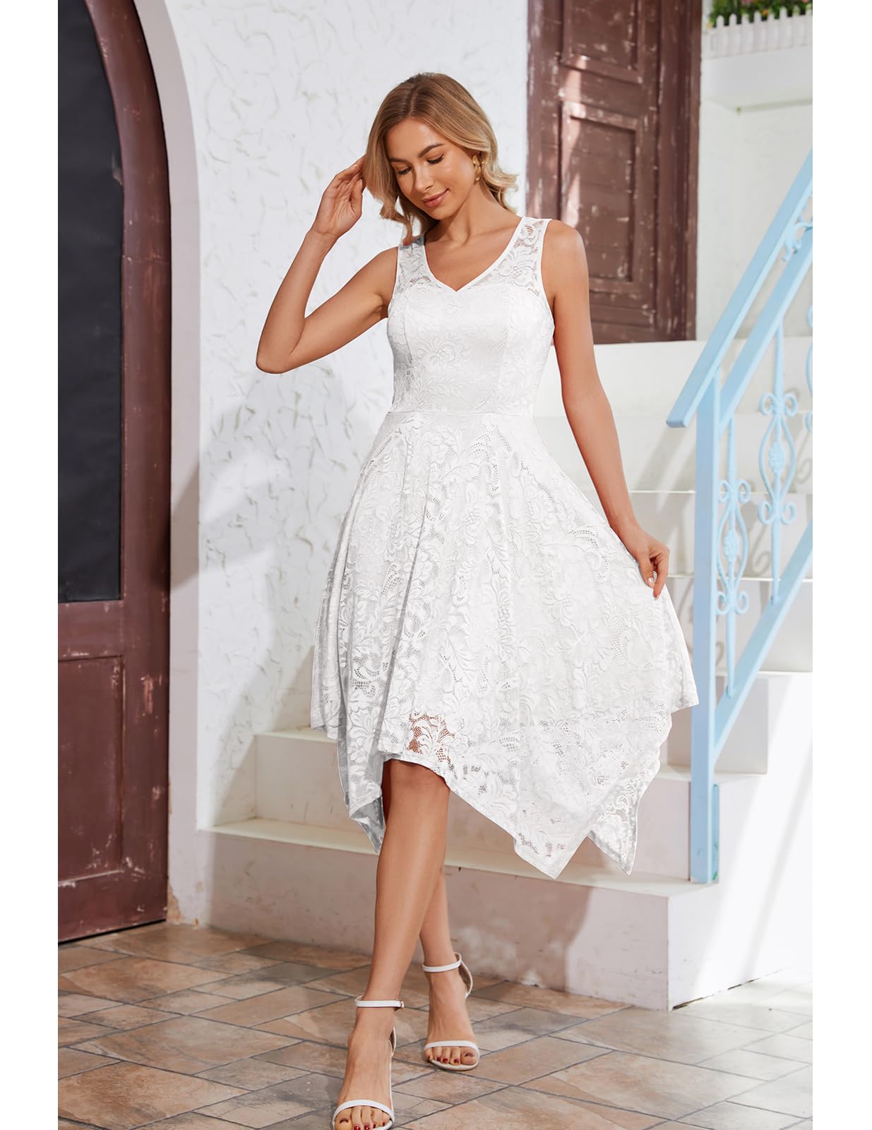 Meetjen Women's Cocktail Party Dress 2025 - Elegant Handkerchief Hem Lace Formal Gown for Wedding Guest, Bridesmaid & Prom | Perfect for Evening Parties, Galas & Special Occasions