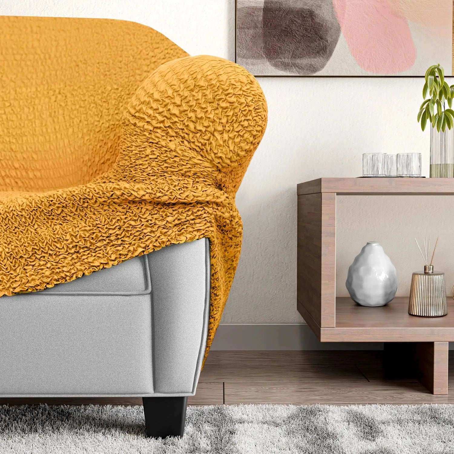3 Seater Sofa Slipcover - Microfiber Fabric Stretch Couch Cover for Living Room, Home Decor & Furniture Protection