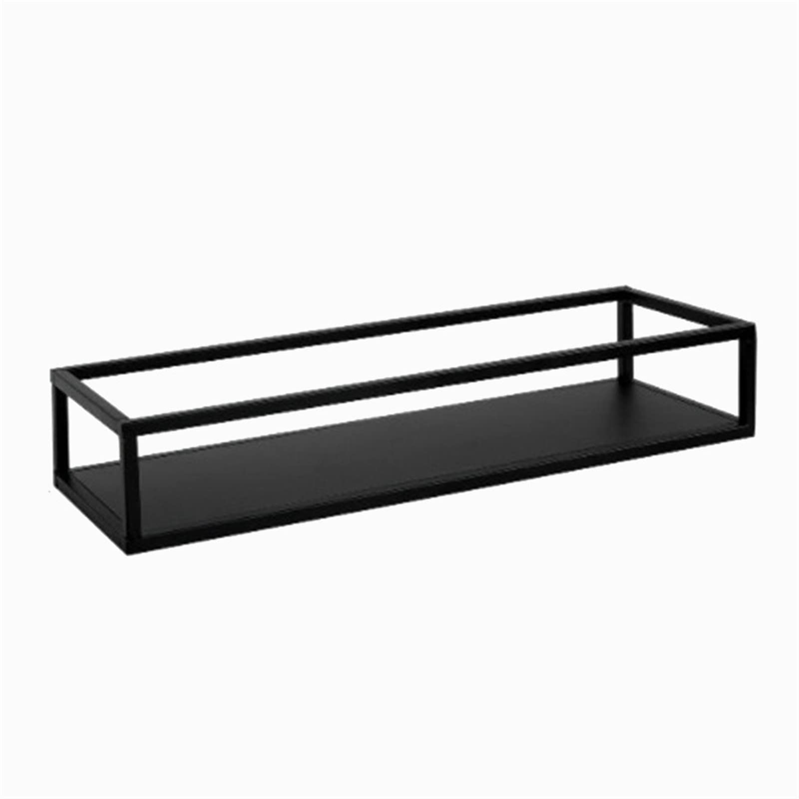 **Matte Black Geometric Hollow Iron Tray - Decorative Jewelry & Perfume Organizer for Dresser, Vanity, or Bathroom Storage (Black)**