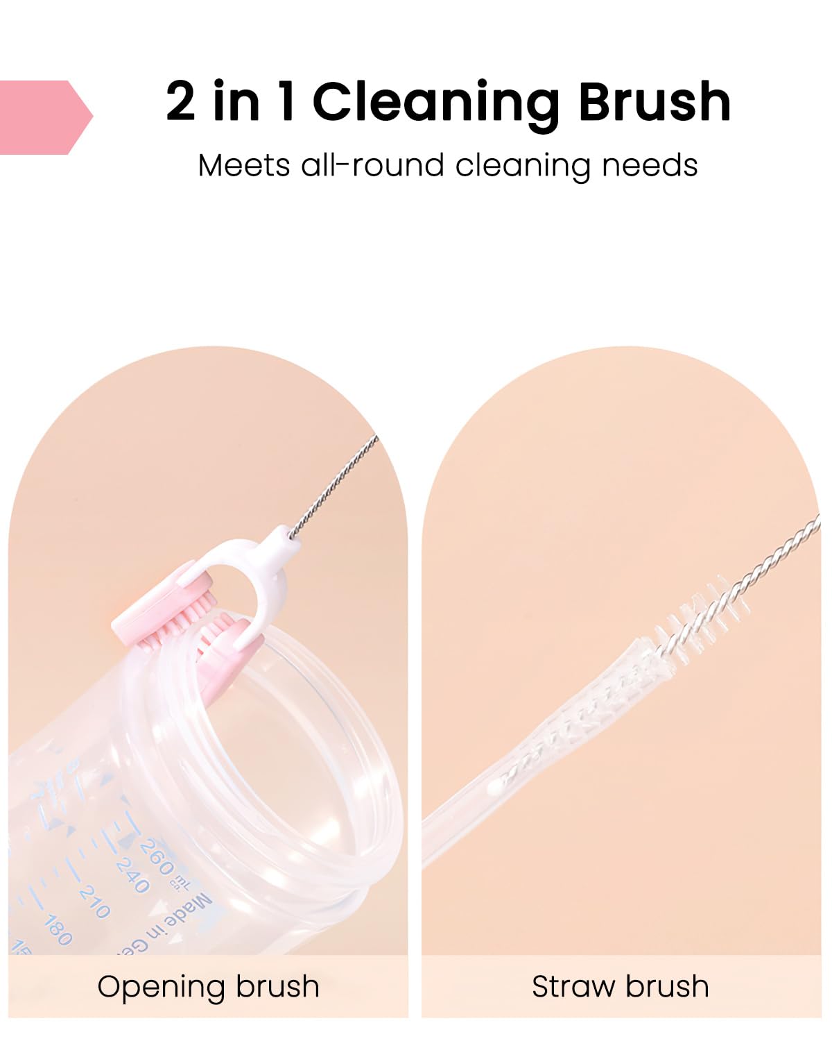 6-in-1 Travel Baby Bottle Brush Cleaning Kit with Silicone Brush, Nipple Brush, Straw Brush, Drying Rack & Organizer | Portable Bottle Cleaner for Breastfeeding Moms | Perfect for Travel, Daycare & On-the-Go Feeding Essentials