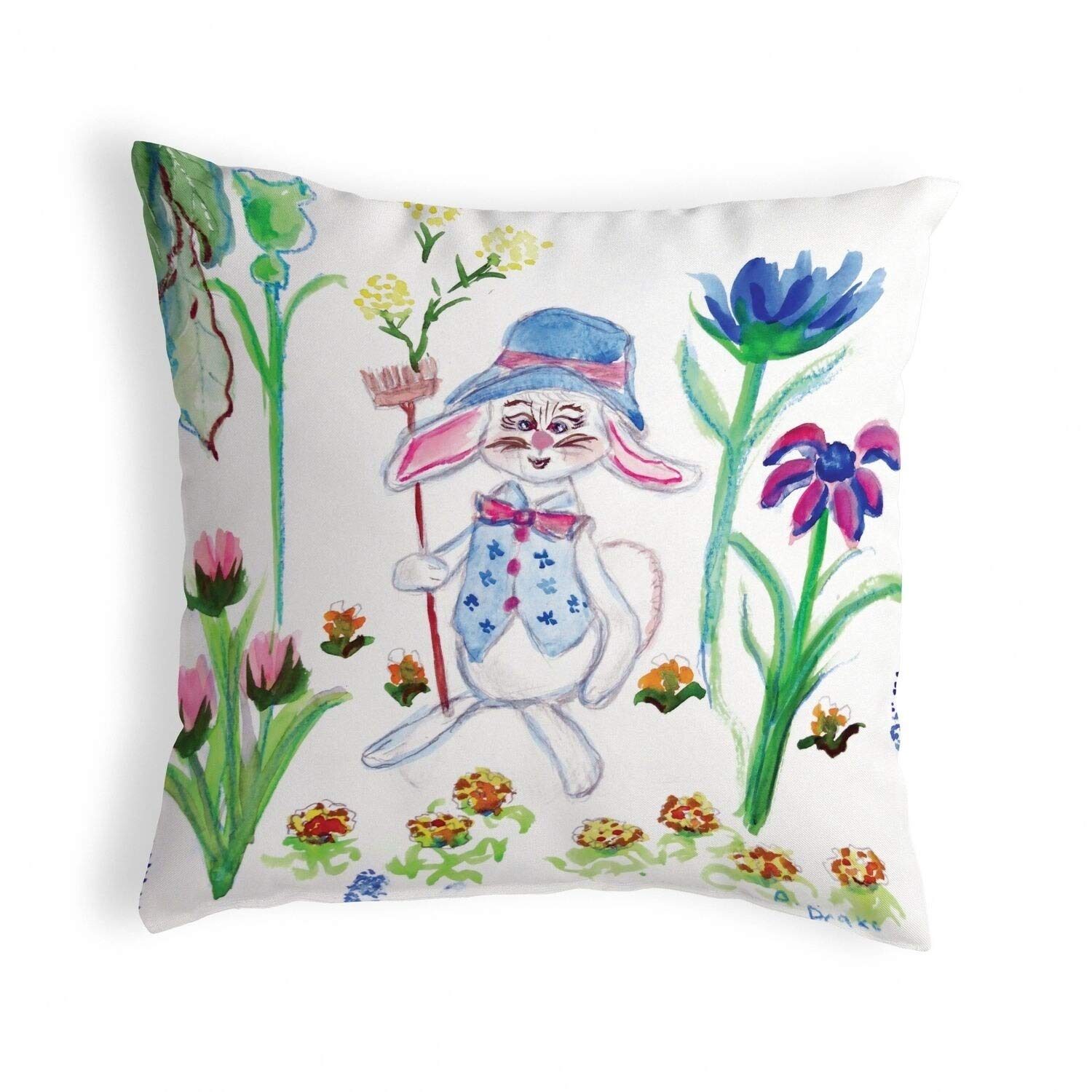 Betsy Drake KS646 12x12 Inch Decorative Throw Pillow - Multi-Color Square Cushion for Sofa, Bed, Living Room & Home Decor