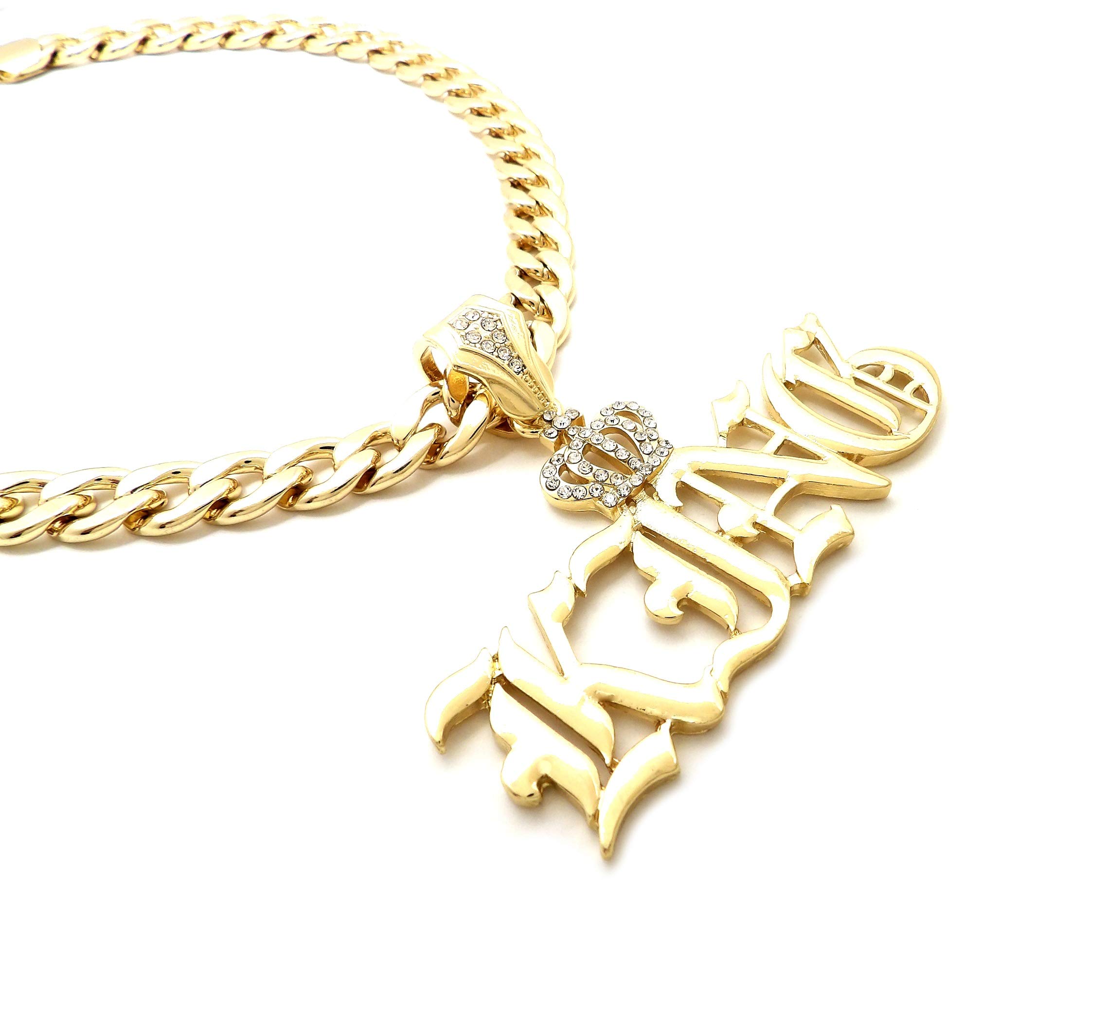 SJ ICED Out King Pendant & 11mm/20 Cuban Chain Hip Hop Necklace RC3419 - Men's Luxury Bling Jewelry for Hip Hop Fashion & Streetwear Style