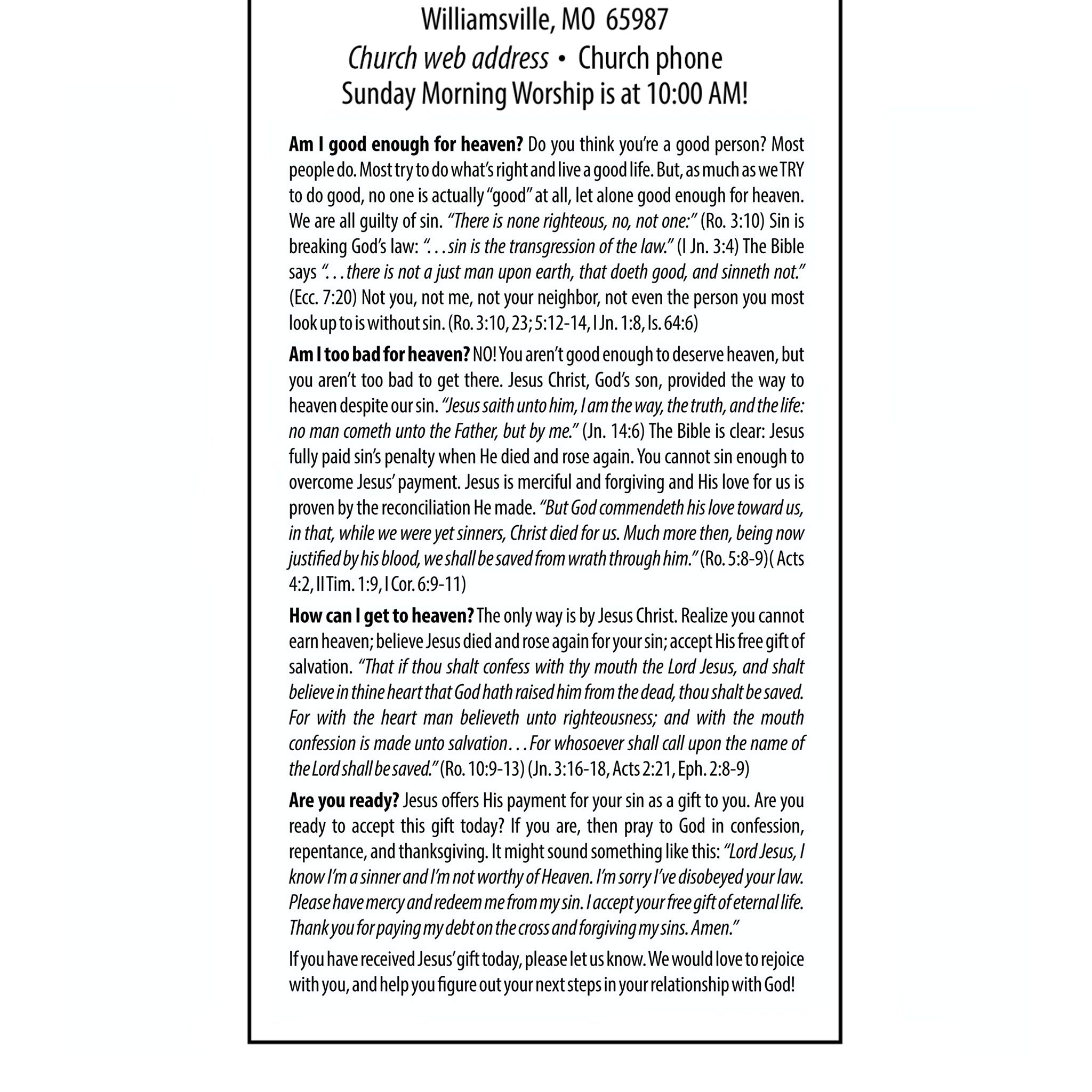 Custom Church Outreach & Evangelism Door Hangers - 8.5