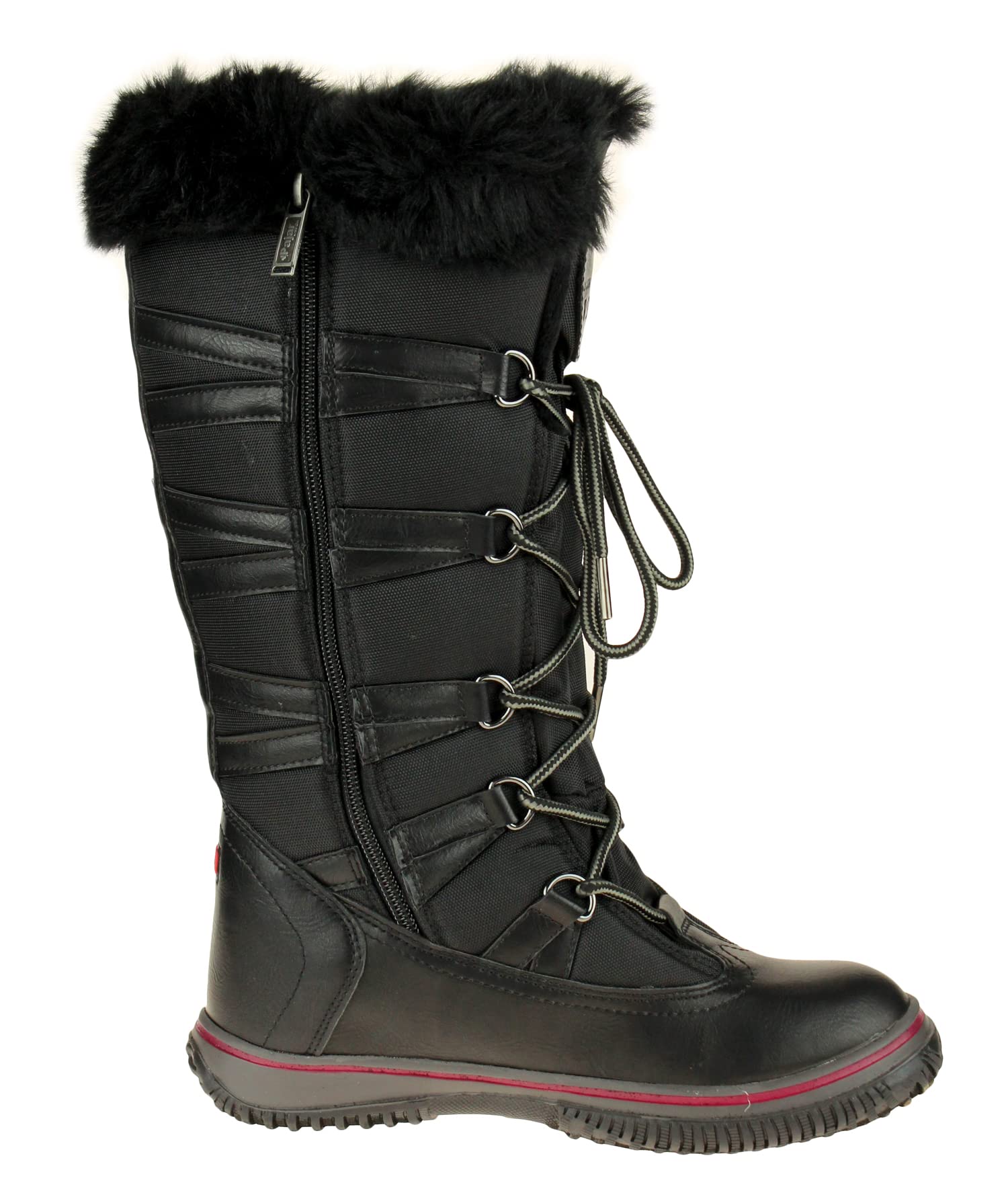 PAJAR Women's Waterproof Insulated Snow Boots - Winter Grip Star Tall Boots with Side Zipper & Laces for Hiking, Snowshoeing & Cold Weather Activities
