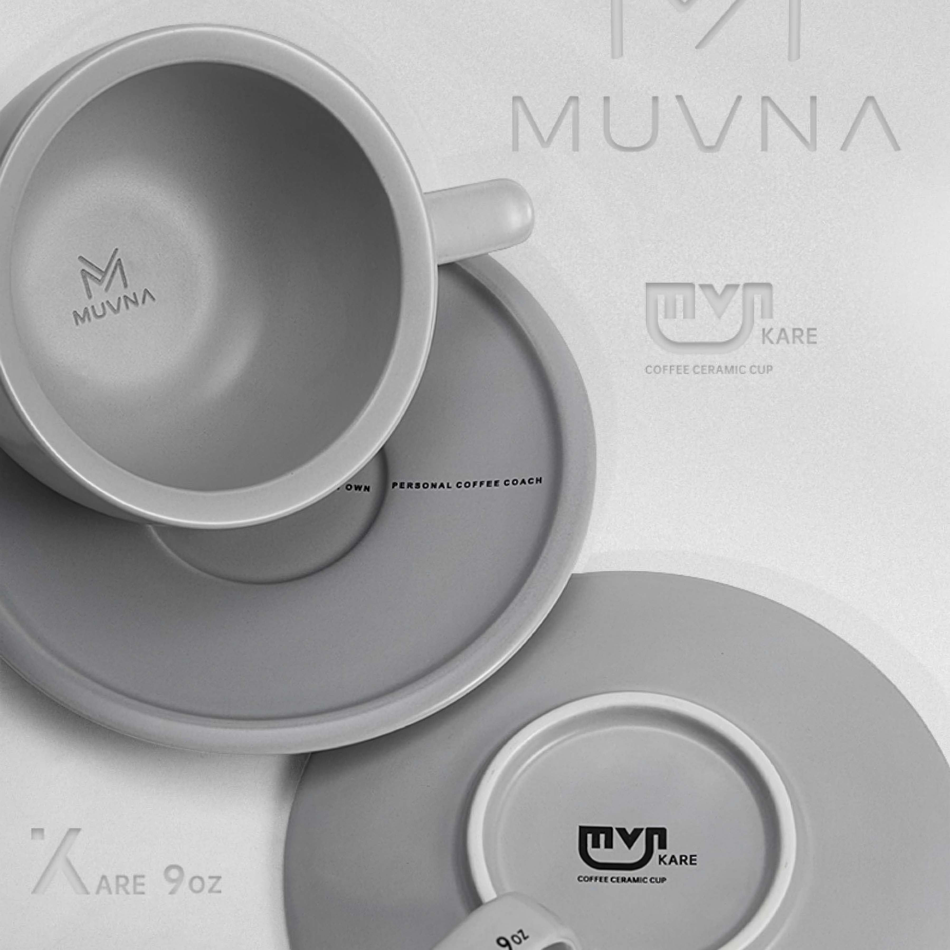 Premium Embossed Ceramic Latte Cup 280ml - Handcrafted Coffee Mug with Elegant Design - Perfect for Home, Café & Gifts - MUVNA