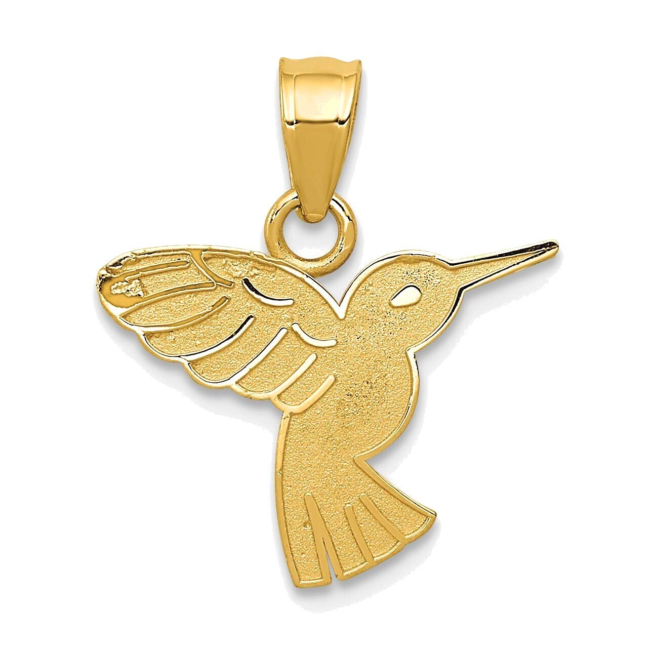 14K Yellow Gold Hummingbird Pendant - Elegant Jewelry Gift for Her