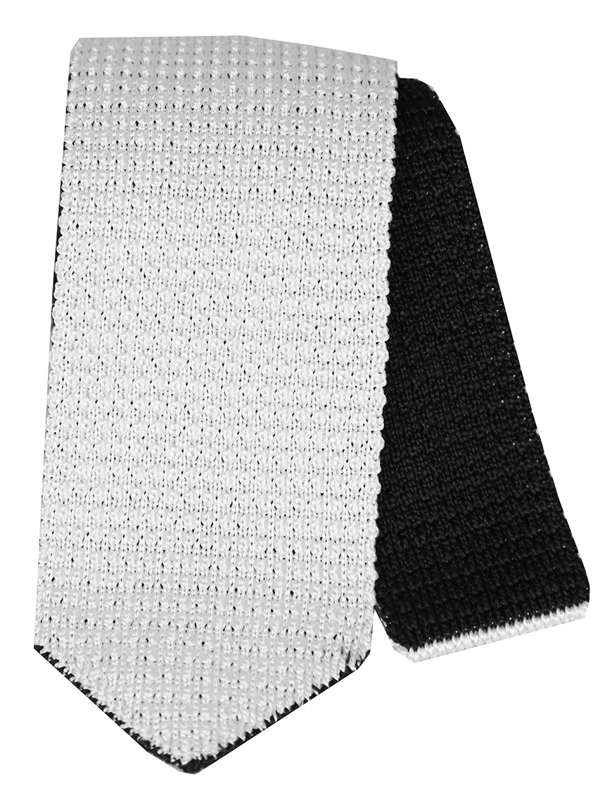 DÉCLIC Reversible Woven Tie for Men - Black & White Striped Necktie - Perfect for Business, Weddings & Formal Occasions