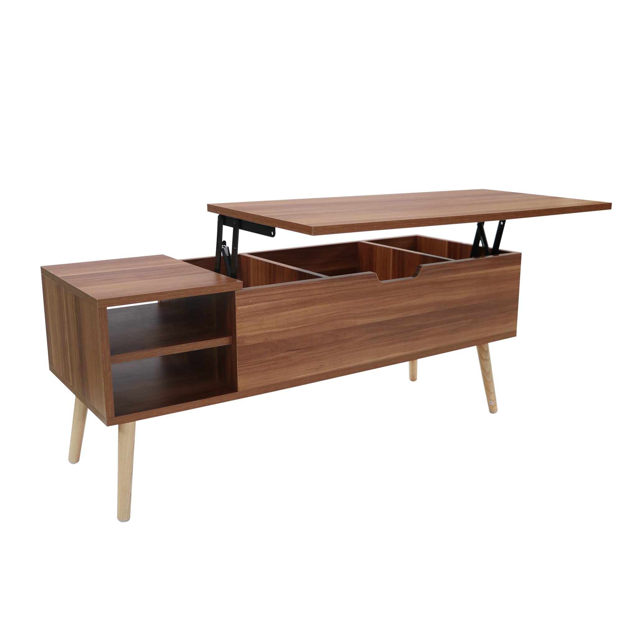 WiseUpple Lift Top Coffee Table - Adjustable Height, Quick Assembly in 15 Minutes, Wood Grain Finish with Solid Wood Legs - Spacious Storage for Living Room, Office & Small Spaces (Rosewood) - Perfect for Remote Work, Gaming & Home Decor