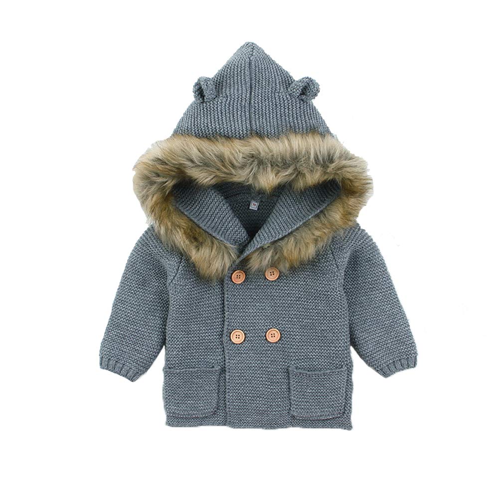 Baby Hoodie Sweater Coat for Toddlers - Boys & Girls Knit Button Down Jacket - Warm Winter Outerwear for Fall & Winter - Perfect for Playdates, School & Family Outings