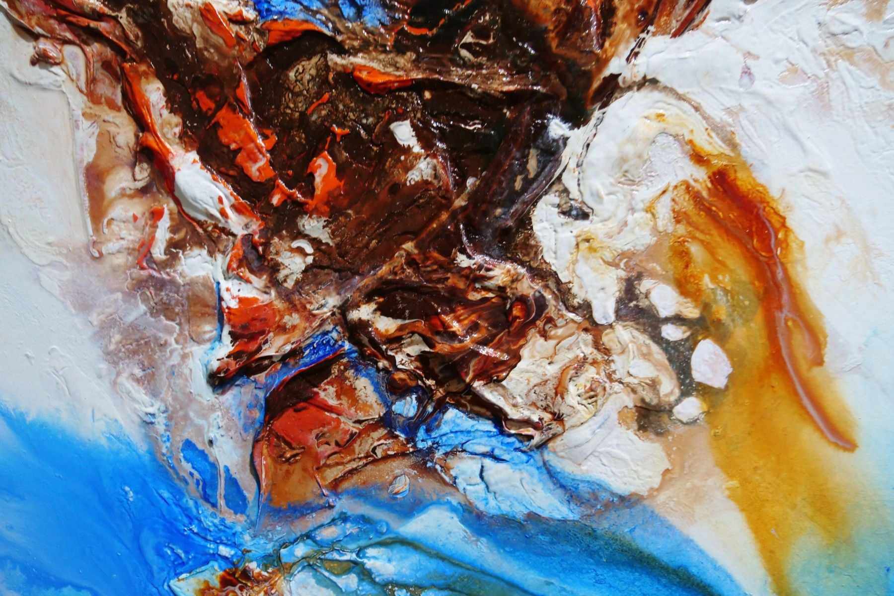 Rusted Oxide Coast Abstract Painting - 200cm x 120cm Blue & Orange Textured Wall Art for Living Room, Bedroom, or Office Decor