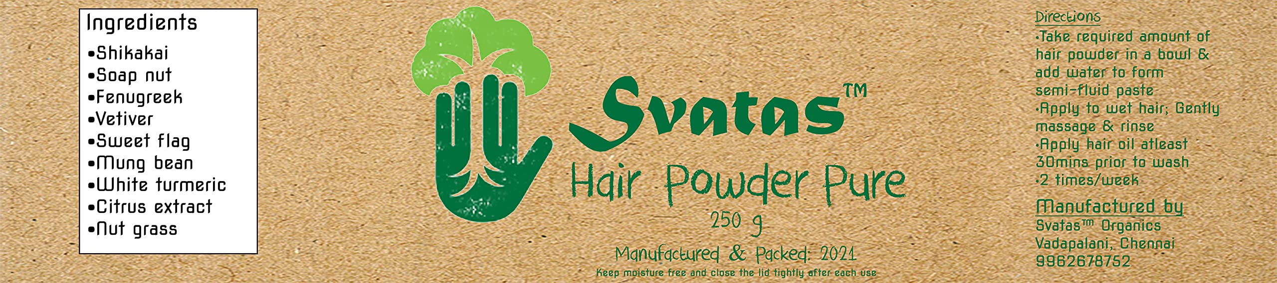 SVATAS™ Ayurvedic Hair Powder - 100% Natural Hair Cleanser & Conditioner for All Hair Types (250g) - Men & Women - Perfect for Daily Hair Care & Scalp Health