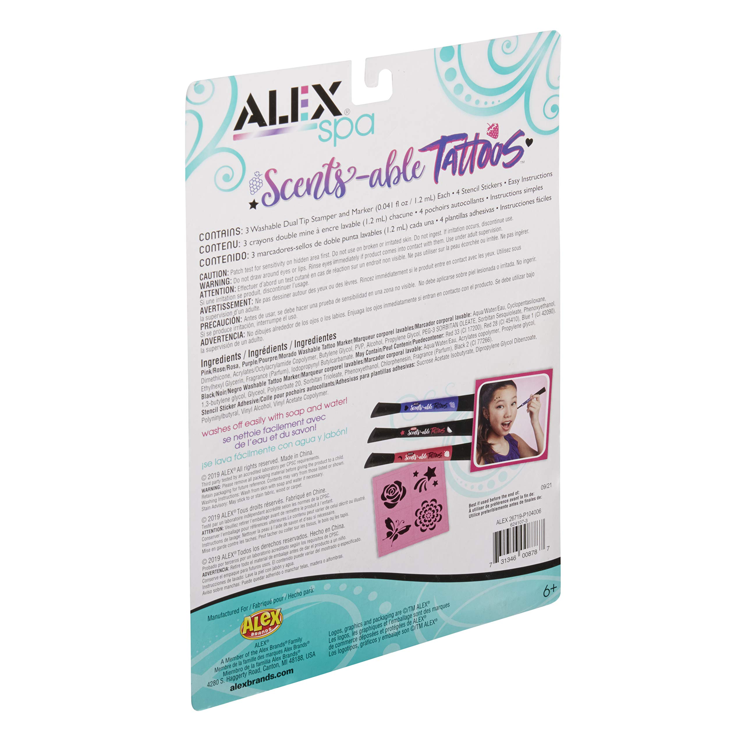 ALEX Spa Scents-Able Tattoos - Fragrant Temporary Tattoos for Women & Girls - Perfect for Spa Days, Parties & Self-Care Moments