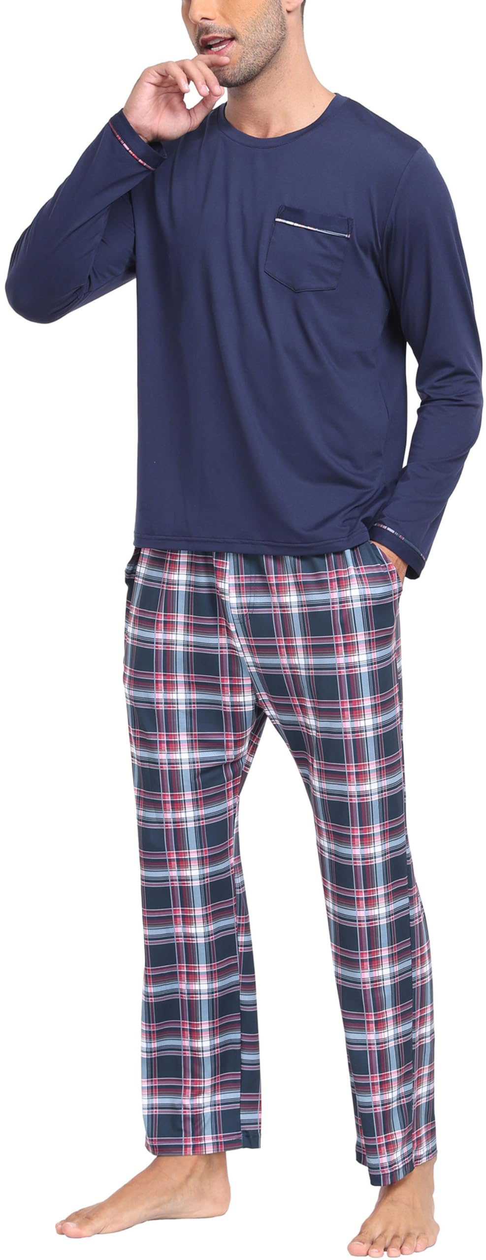 MoFiz Soft & Comfortable 2-Piece Pajama Set for Men & Women - Long Sleeve Sleepwear with Pockets - Cozy Loungewear for Nighttime Relaxation & Weekend Comfort