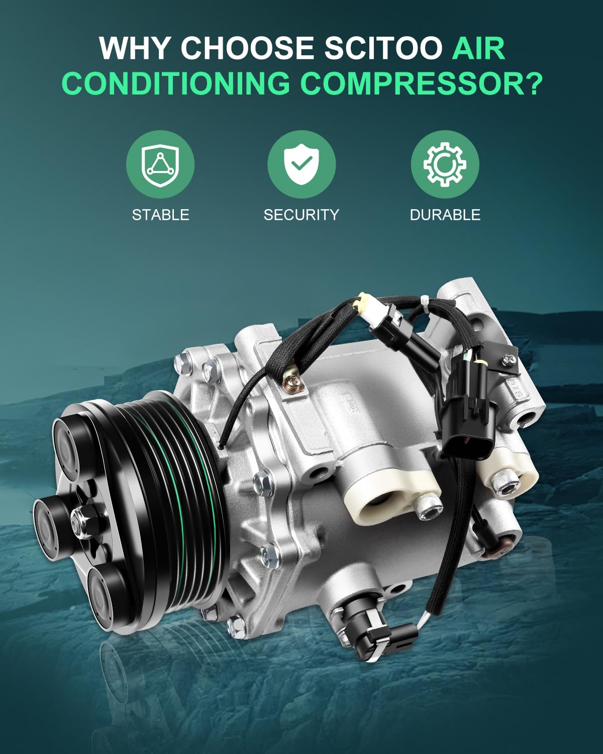 SCITOO AC Compressor with Clutch Compatible for 2001-2005 Dodge Stratus - Replacement Part for Car Air Conditioning System - Perfect for Summer Cooling & Auto Repair