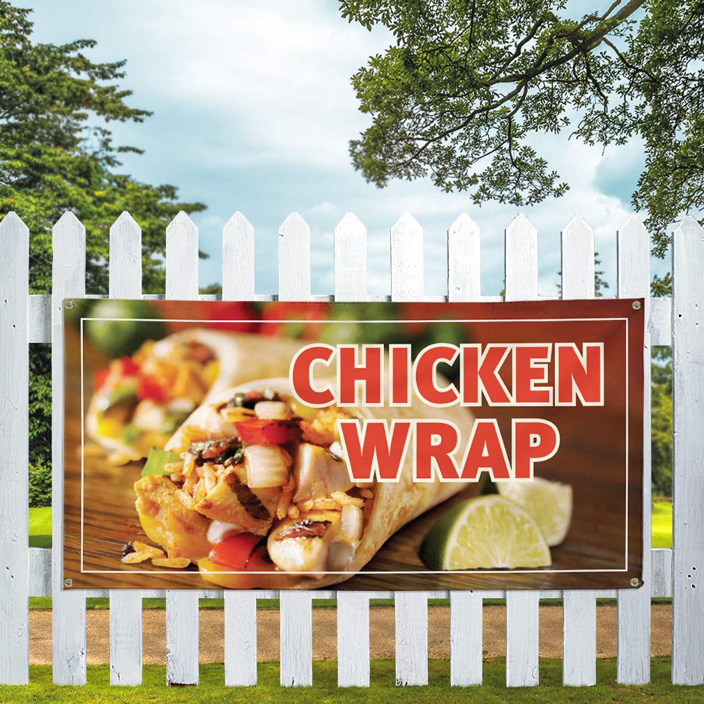 Custom Vinyl Banner - 48x96 Inches Weatherproof Chicken Wrap Outdoor Advertising Sign with 8 Grommets | Restaurant, Food Truck & Industrial Yard Sign | Perfect for Outdoor Events, Grand Openings & Promotions