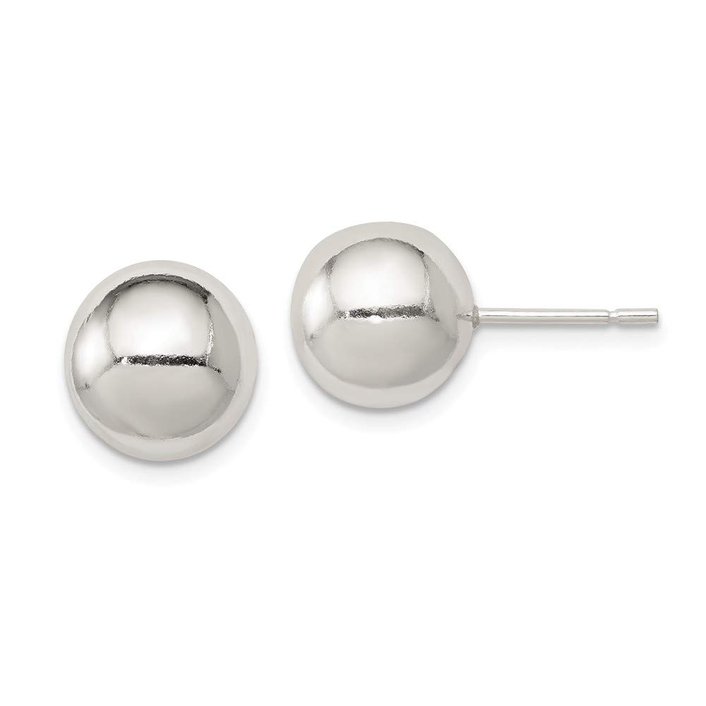 10mm Sterling Silver Polished Ball Earrings for Women - Elegant Everyday Jewelry for Work, Parties & Special Occasions